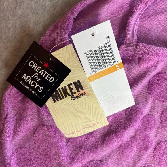 Miken Swim Pink Floral Terry Cloth Tank Top Size Small NEW Beach Summer Casual - Picture 4 of 5